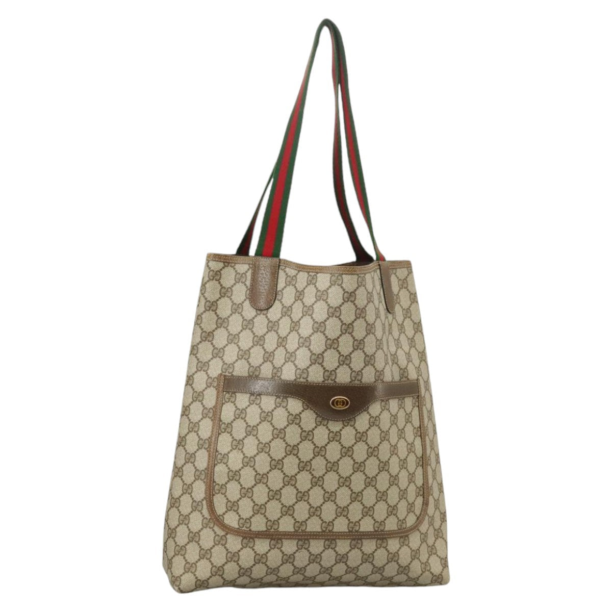 GUCCI GG Supreme Web Sherry Line Tote Bag PVC Beige Red 39 02 003 102265