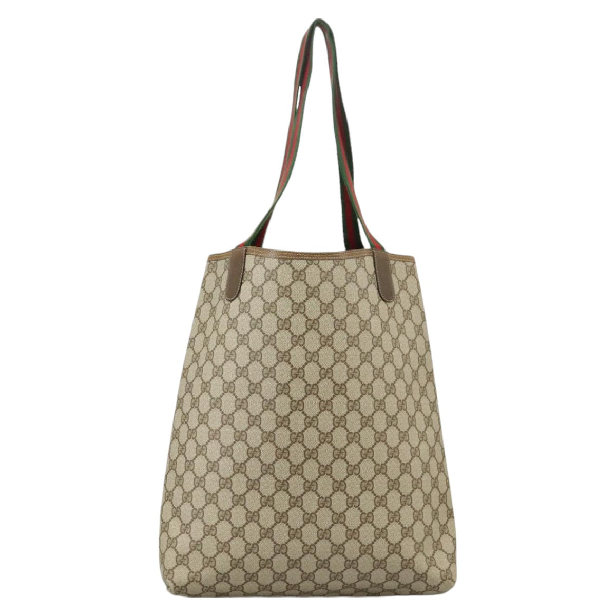 GUCCI GG Supreme Web Sherry Line Tote Bag PVC Beige Red 39 02 003 102265