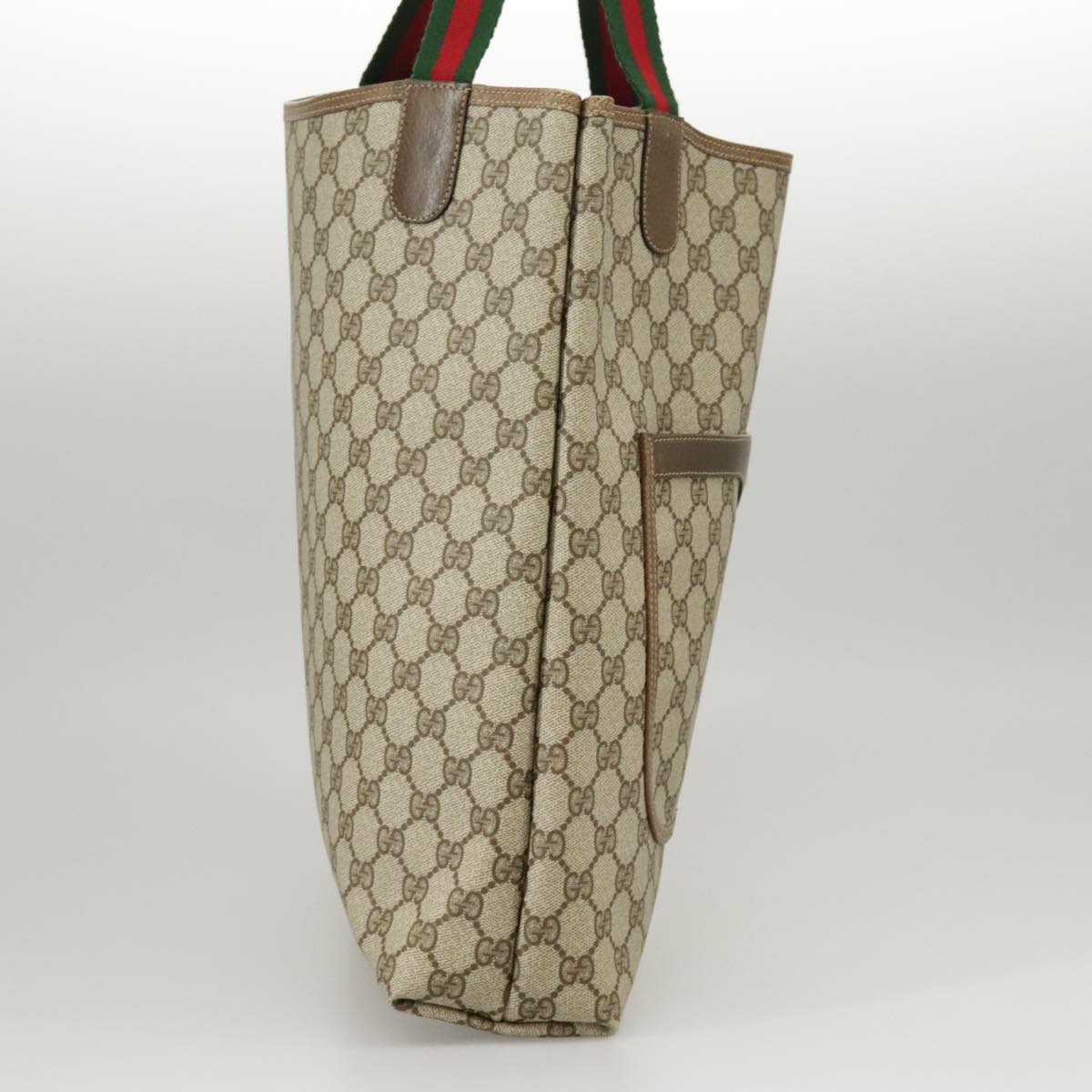 GUCCI GG Supreme Web Sherry Line Tote Bag PVC Beige Red 39 02 003 102265
