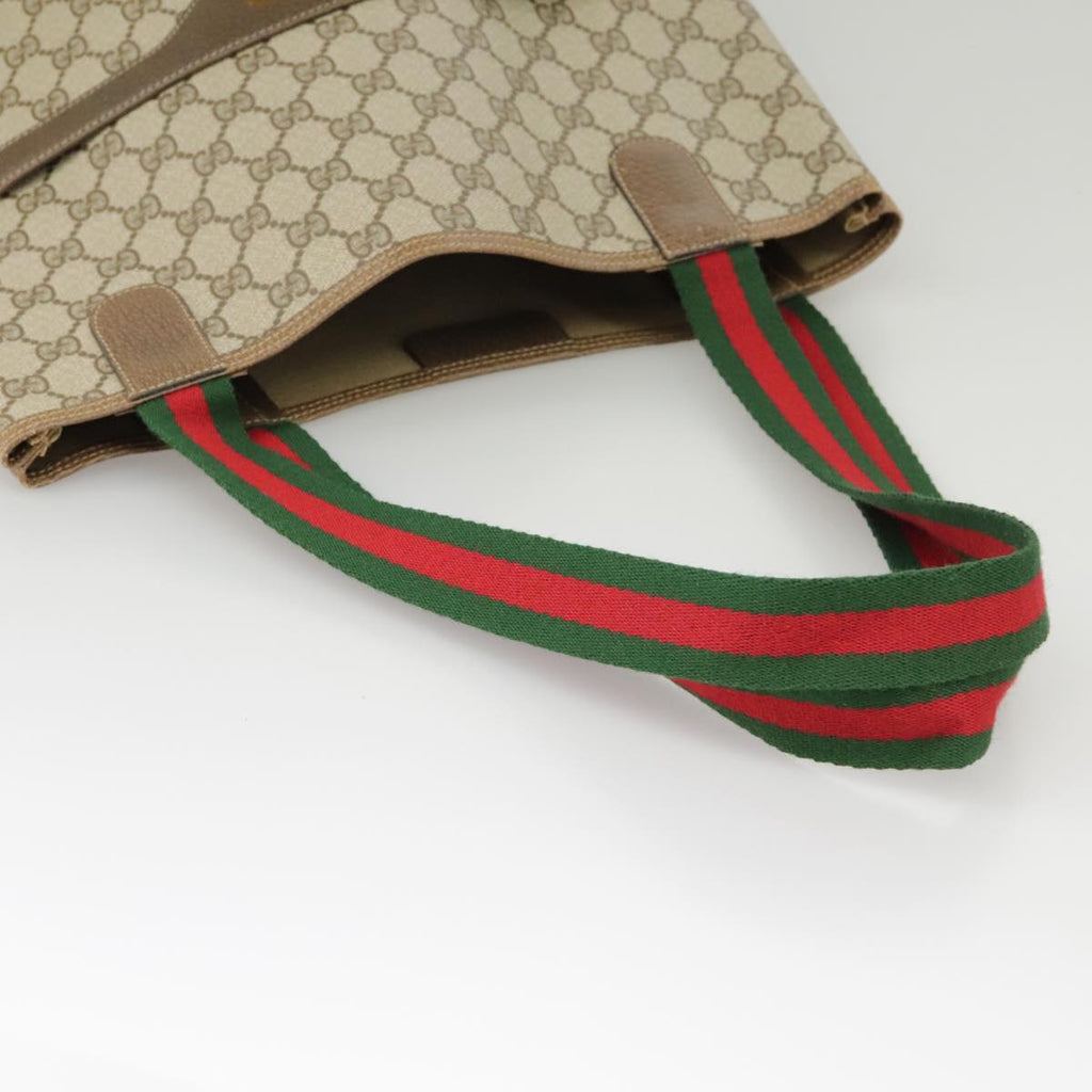 GUCCI GG Supreme Web Sherry Line Tote Bag PVC Beige Red 39 02 003 102265
