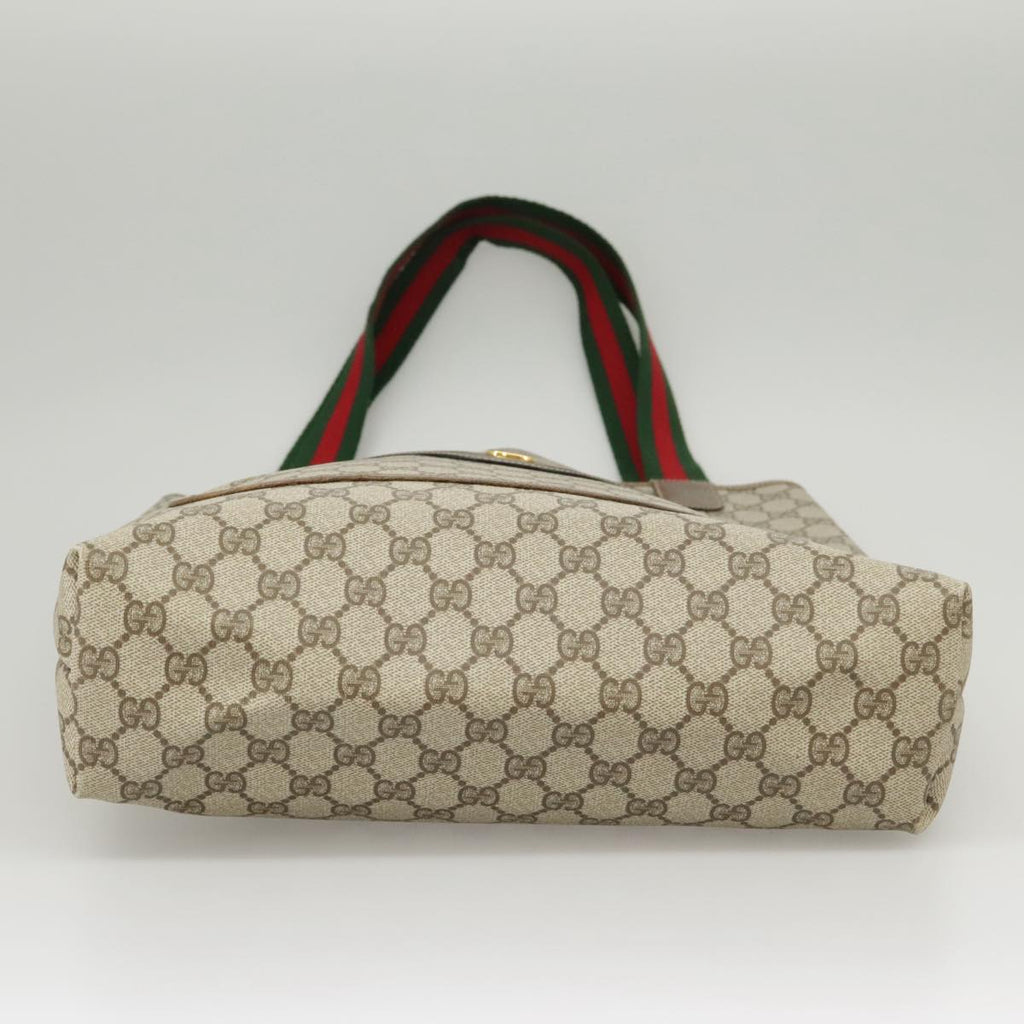 GUCCI GG Supreme Web Sherry Line Tote Bag PVC Beige Red 39 02 003 102265