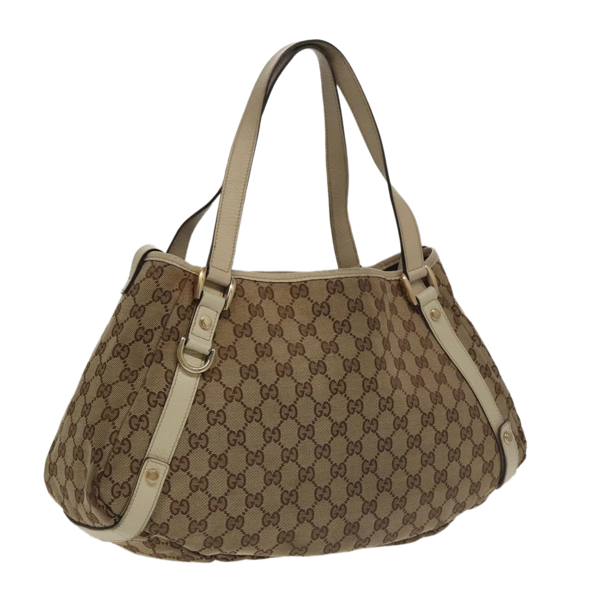 GUCCI GG Canvas Abbey Tote Bag Beige Gold 130736 102266