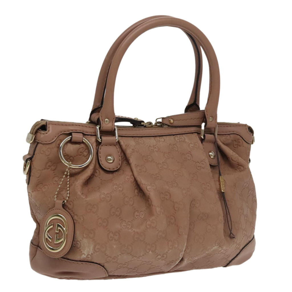 GUCCI GG Canvas Guccissima Hand Bag Leather Pink 247902 102270