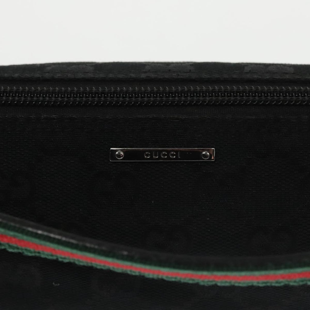 GUCCI GG Canvas Web Sherry Line Pouch Black Gold Red 141809 102283