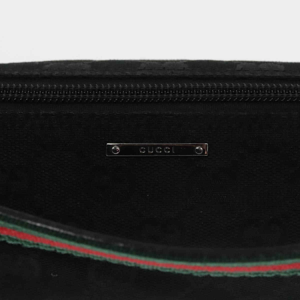 GUCCI GG Canvas Web Sherry Line Pouch Black Gold Red 141809 102283