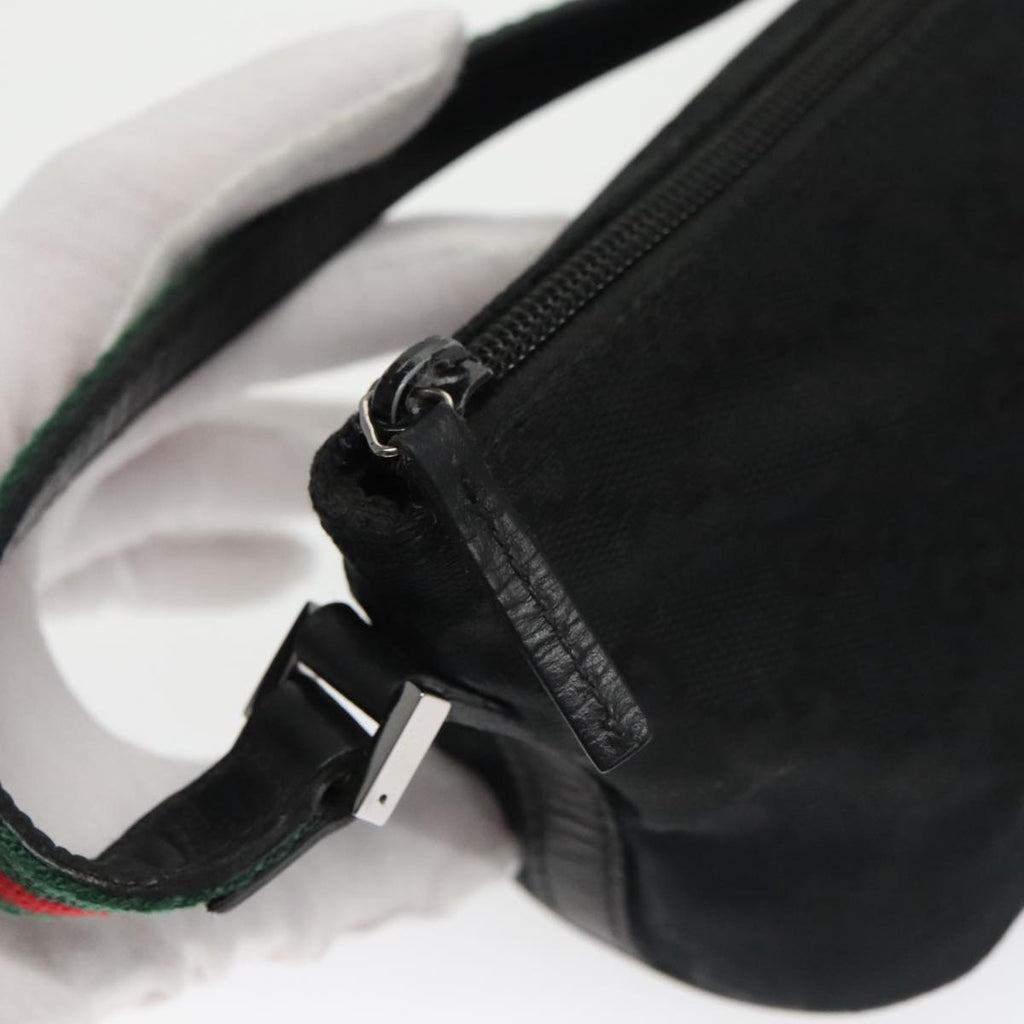 GUCCI GG Canvas Web Sherry Line Pouch Black Gold Red 141809 102283