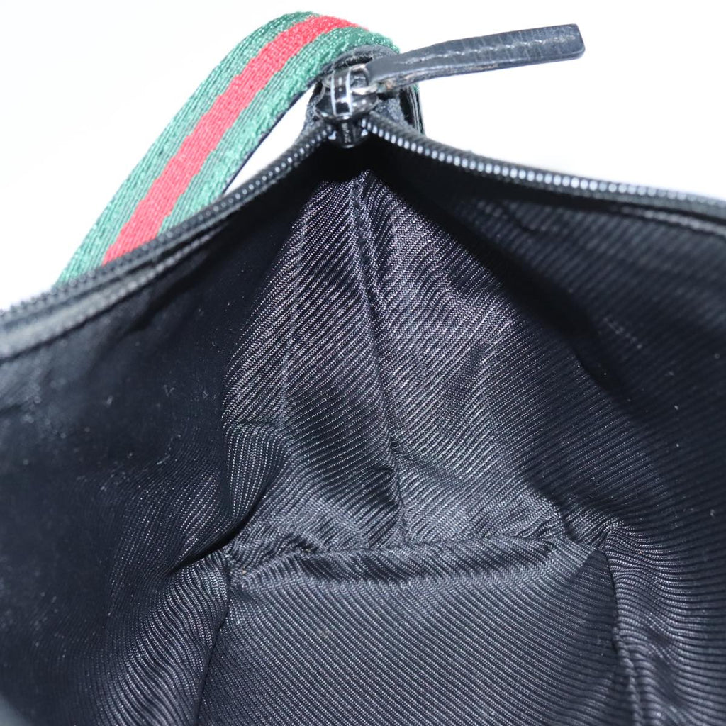 GUCCI GG Canvas Web Sherry Line Pouch Black Gold Red 141809 102283