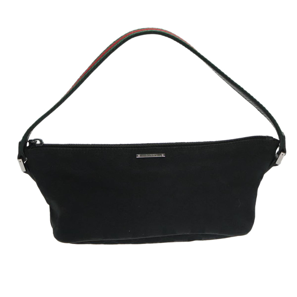 GUCCI GG Canvas Web Sherry Line Pouch Black Gold Red 141809 102283