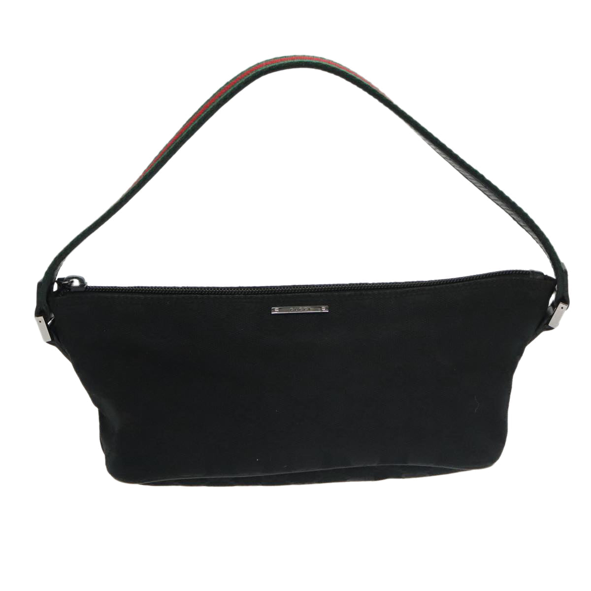 GUCCI GG Canvas Web Sherry Line Pouch Black Gold Red 141809 102283