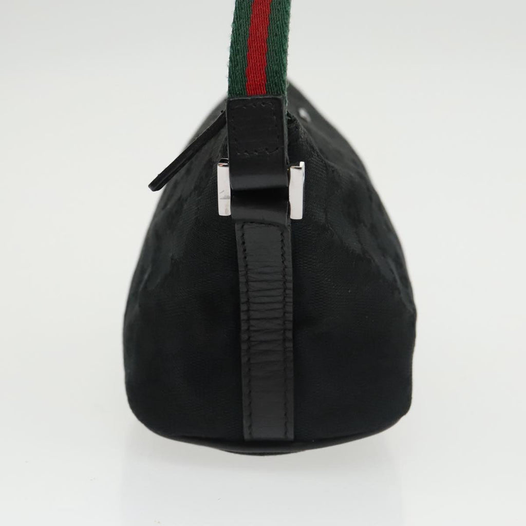 GUCCI GG Canvas Web Sherry Line Pouch Black Gold Red 141809 102283