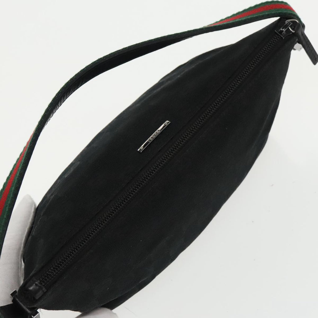 GUCCI GG Canvas Web Sherry Line Pouch Black Gold Red 141809 102283