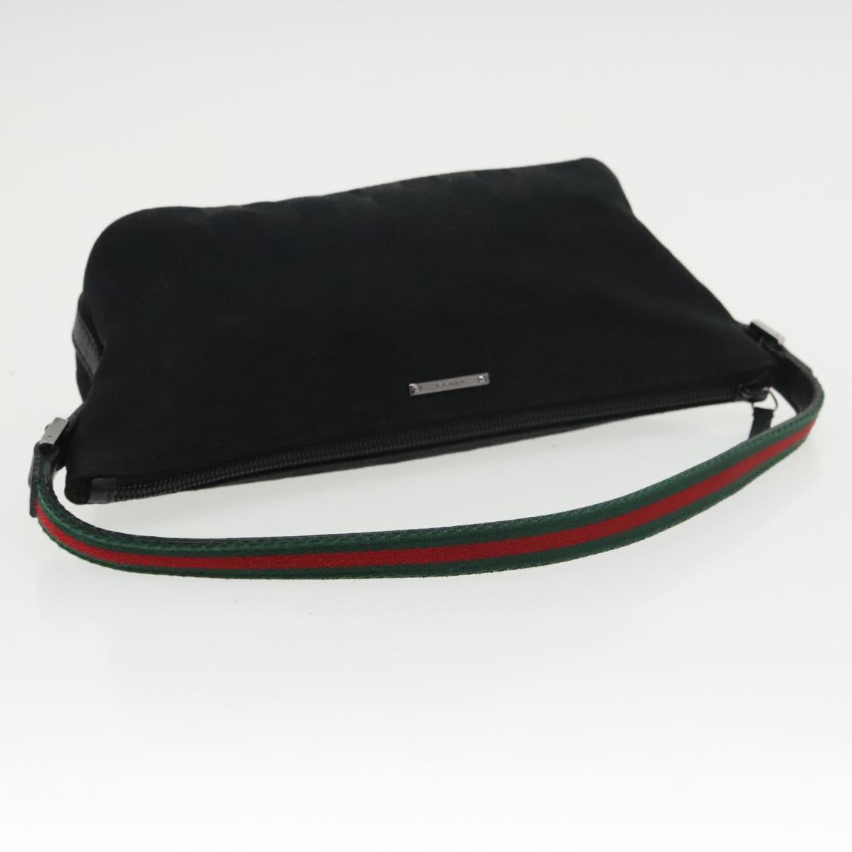 GUCCI GG Canvas Web Sherry Line Pouch Black Gold Red 141809 102283