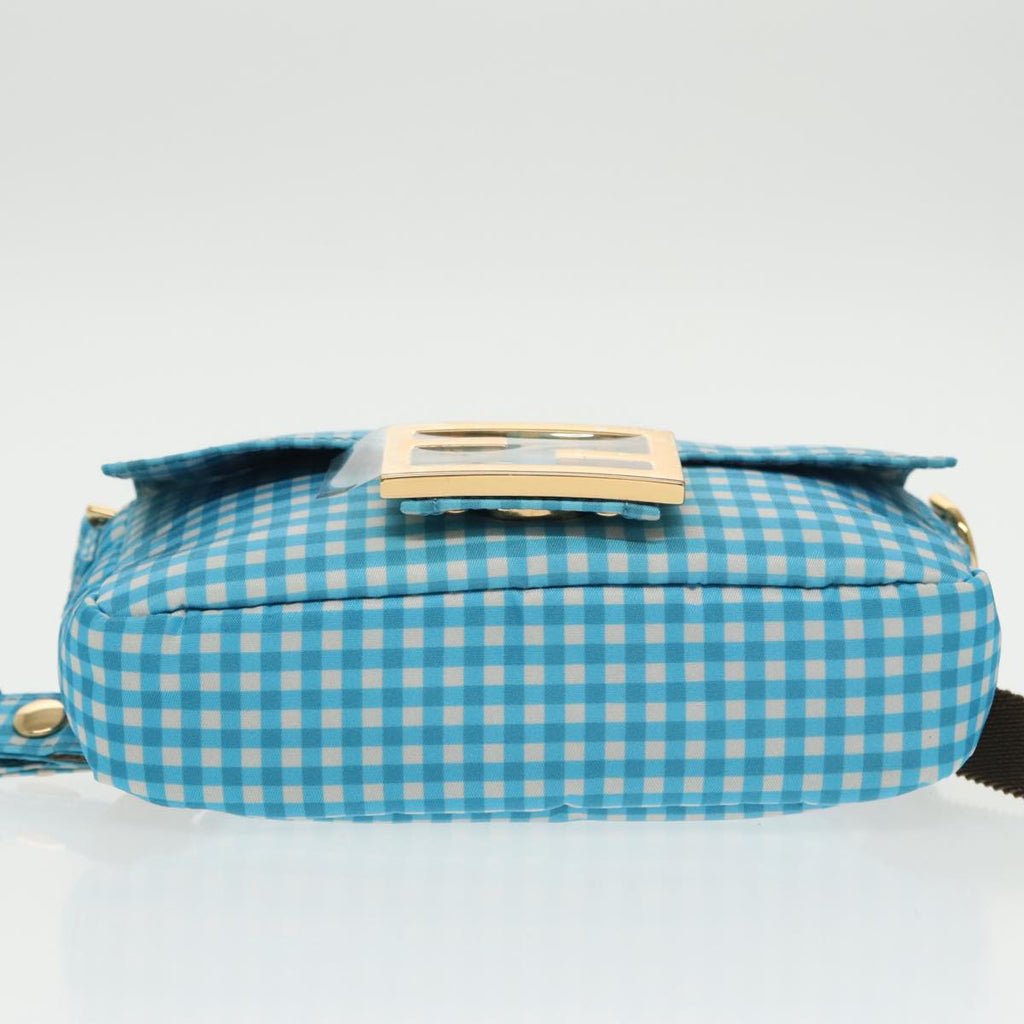 FENDI Mamma Baguette Shoulder Bag Nylon 2way Blue Gold 102291
