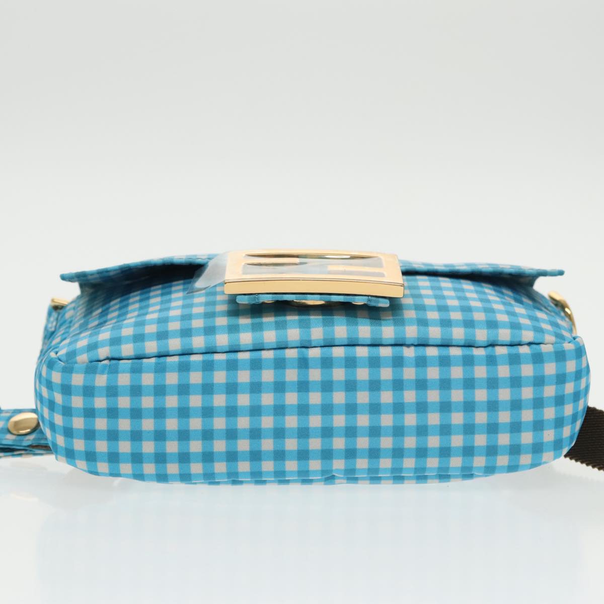 FENDI Mamma Baguette Shoulder Bag Nylon 2way Blue Gold 102291