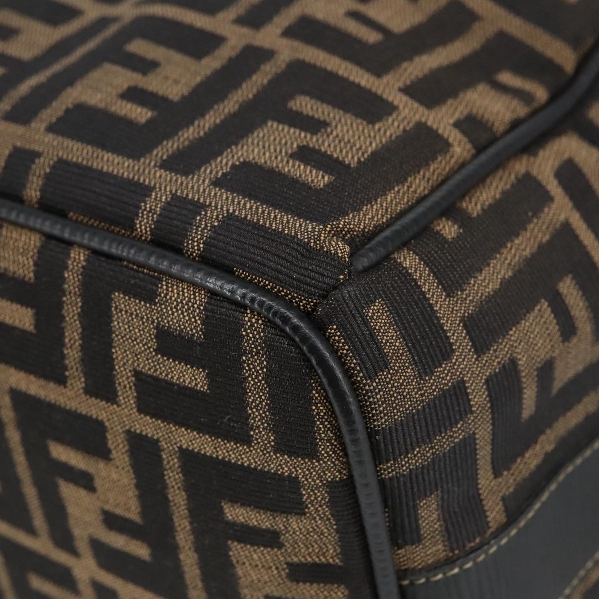 FENDI Zucca Canvas Vanity Pouch Brown Black gold 102333