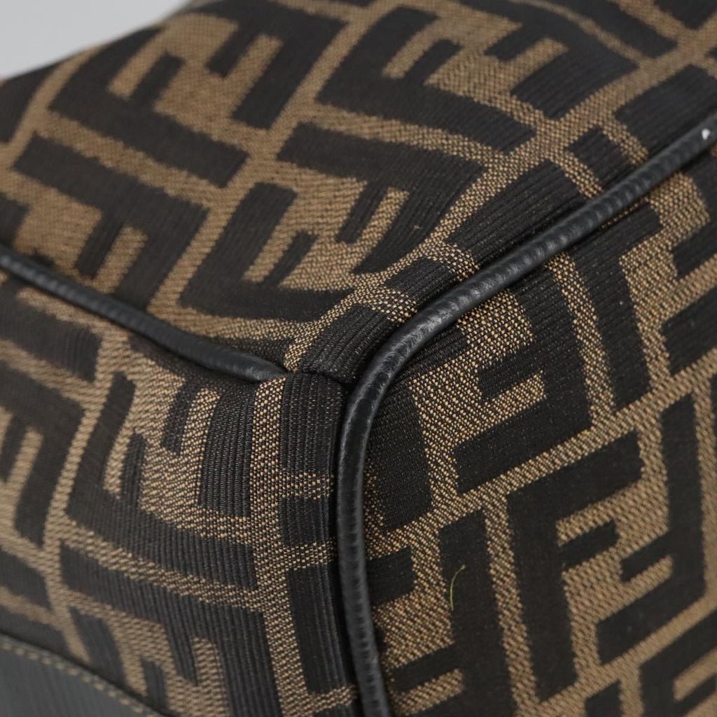 FENDI Zucca Canvas Vanity Pouch Brown Black gold 102333