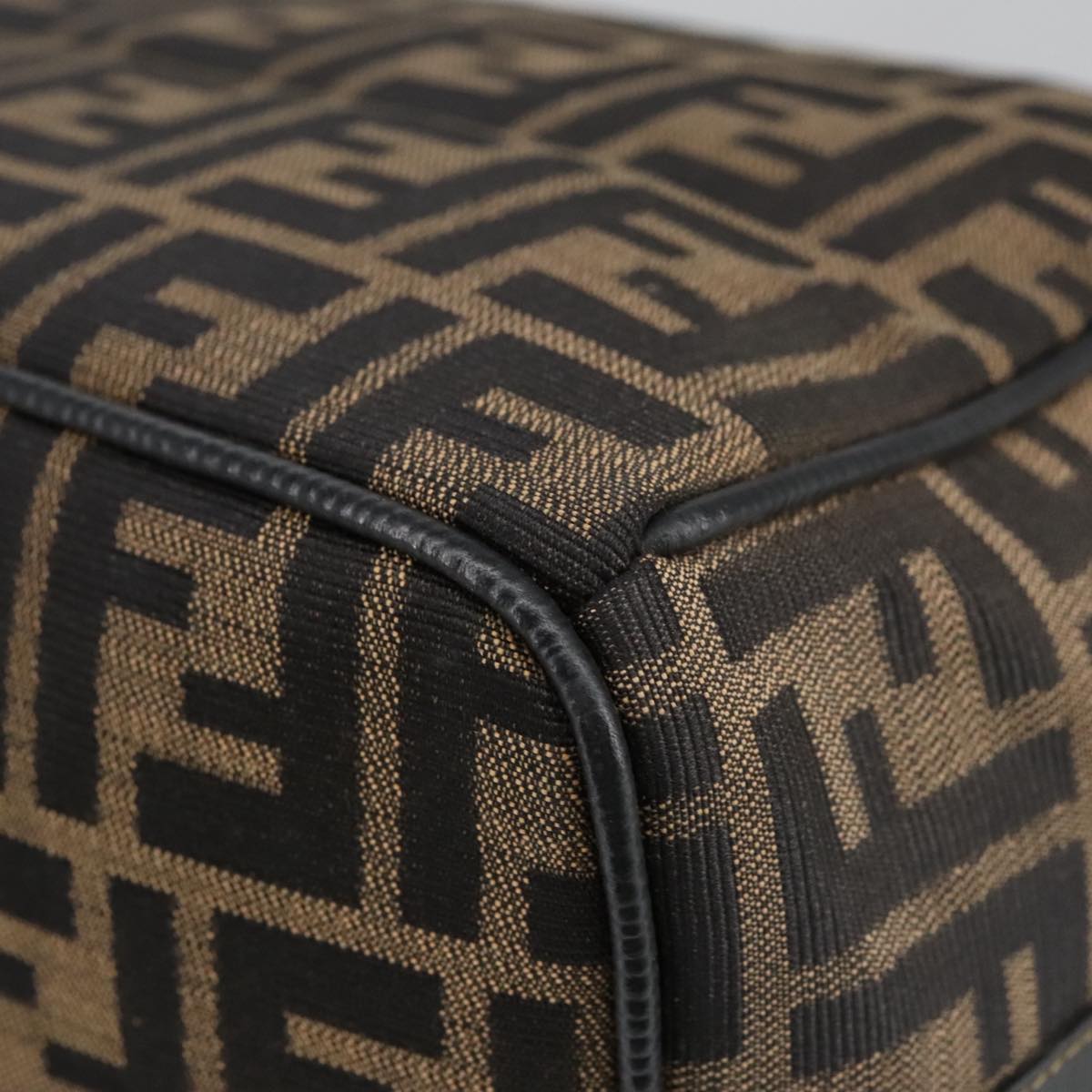 FENDI Zucca Canvas Vanity Pouch Brown Black gold 102333