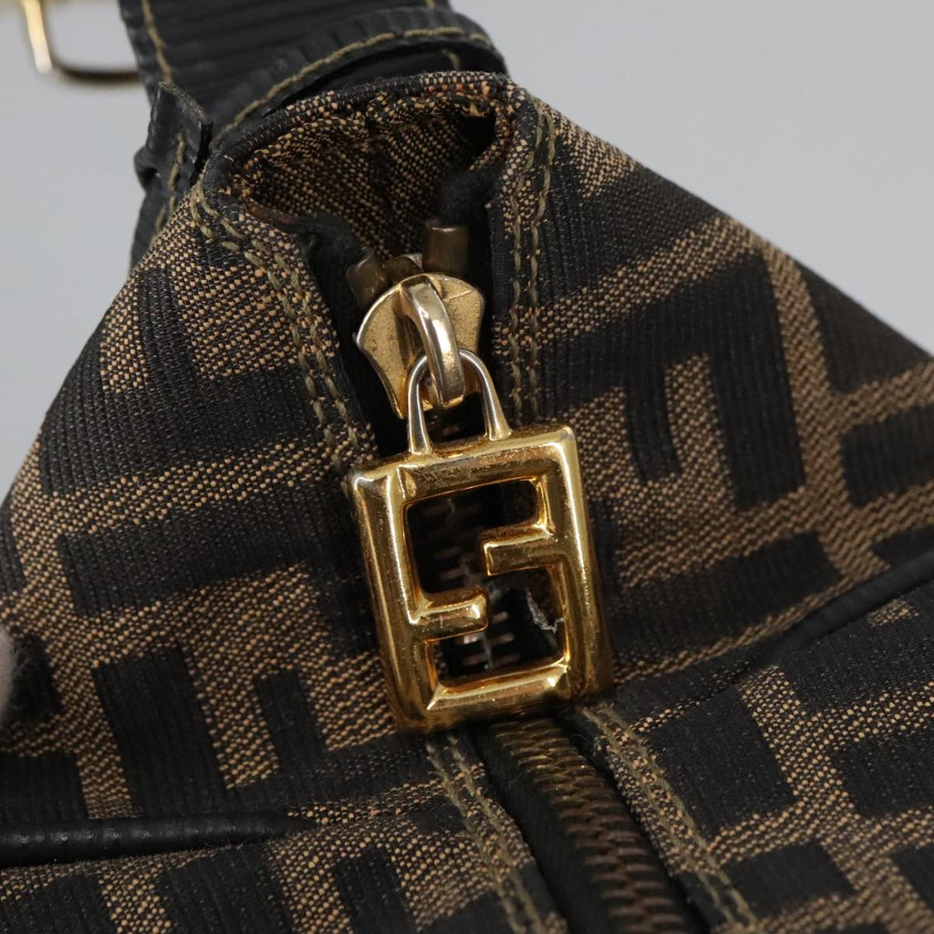 FENDI Zucca Canvas Vanity Pouch Brown Black gold 102333