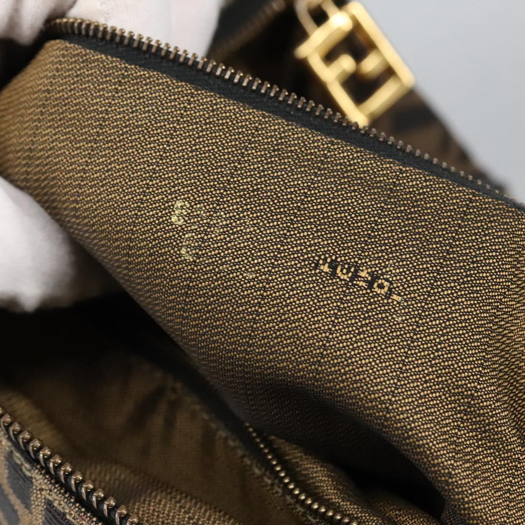 FENDI Zucca Canvas Vanity Pouch Brown Black gold 102333