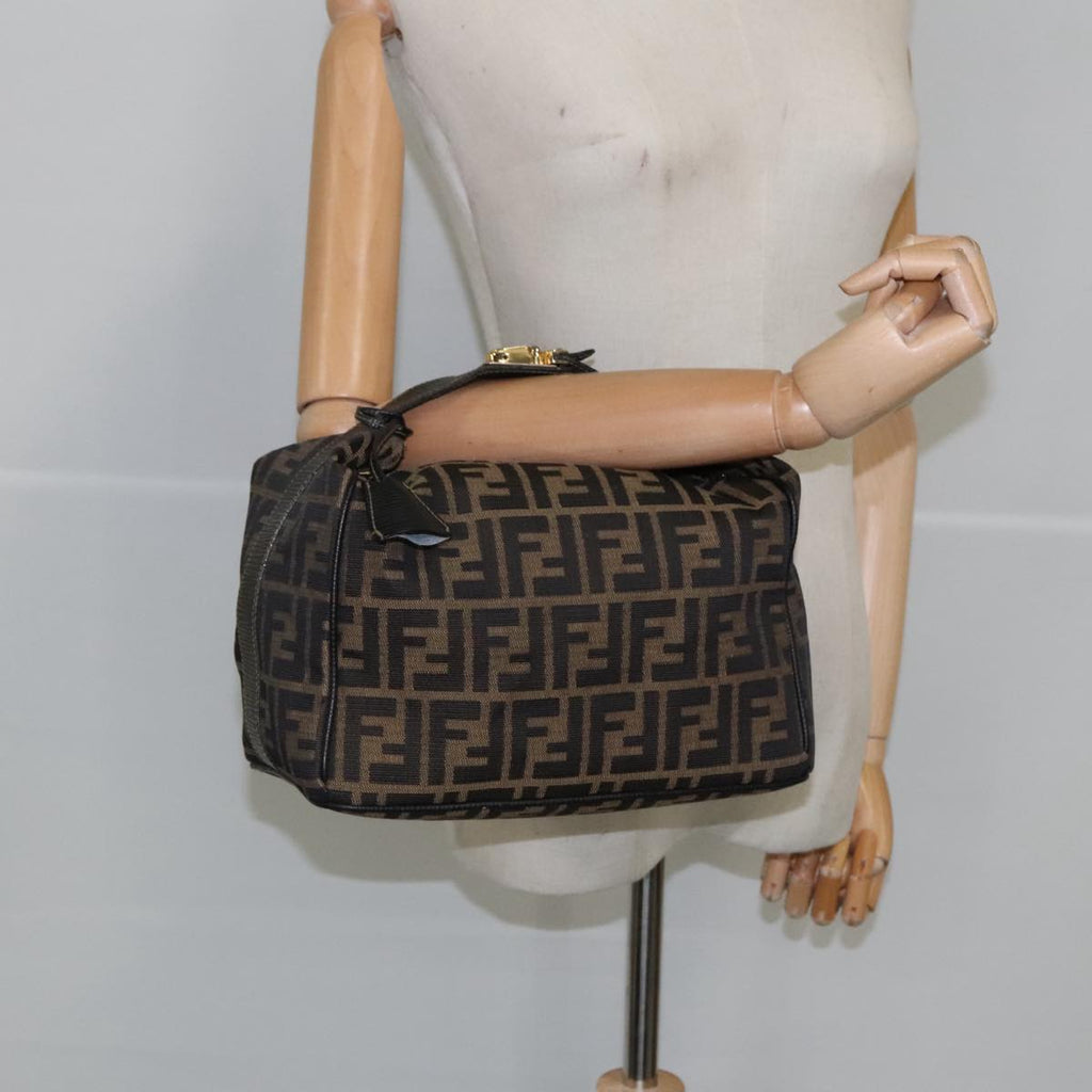 FENDI Zucca Canvas Vanity Pouch Brown Black gold 102333