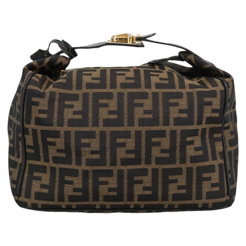 FENDI Zucca Canvas Vanity Pouch Brown Black gold 102333