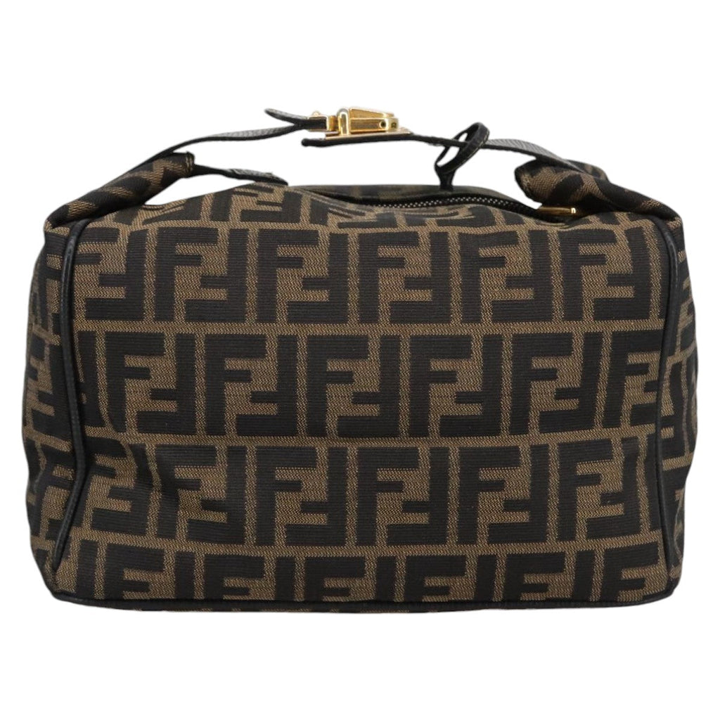 FENDI Zucca Canvas Vanity Pouch Brown Black gold 102333