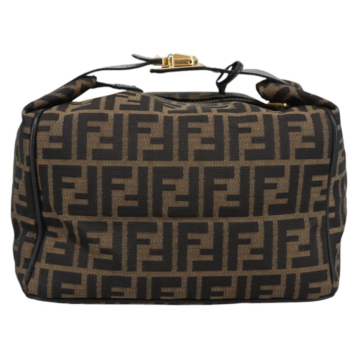 FENDI Zucca Canvas Vanity Pouch Brown Black gold 102333