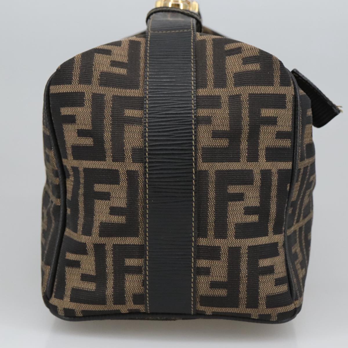 FENDI Zucca Canvas Vanity Pouch Brown Black gold 102333