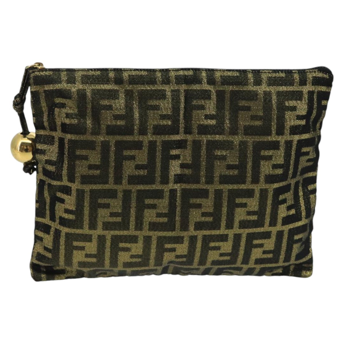 FENDI Zucca Canvas Pouch Gold 102385