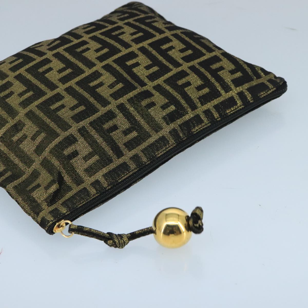 FENDI Zucca Canvas Pouch Gold 102385