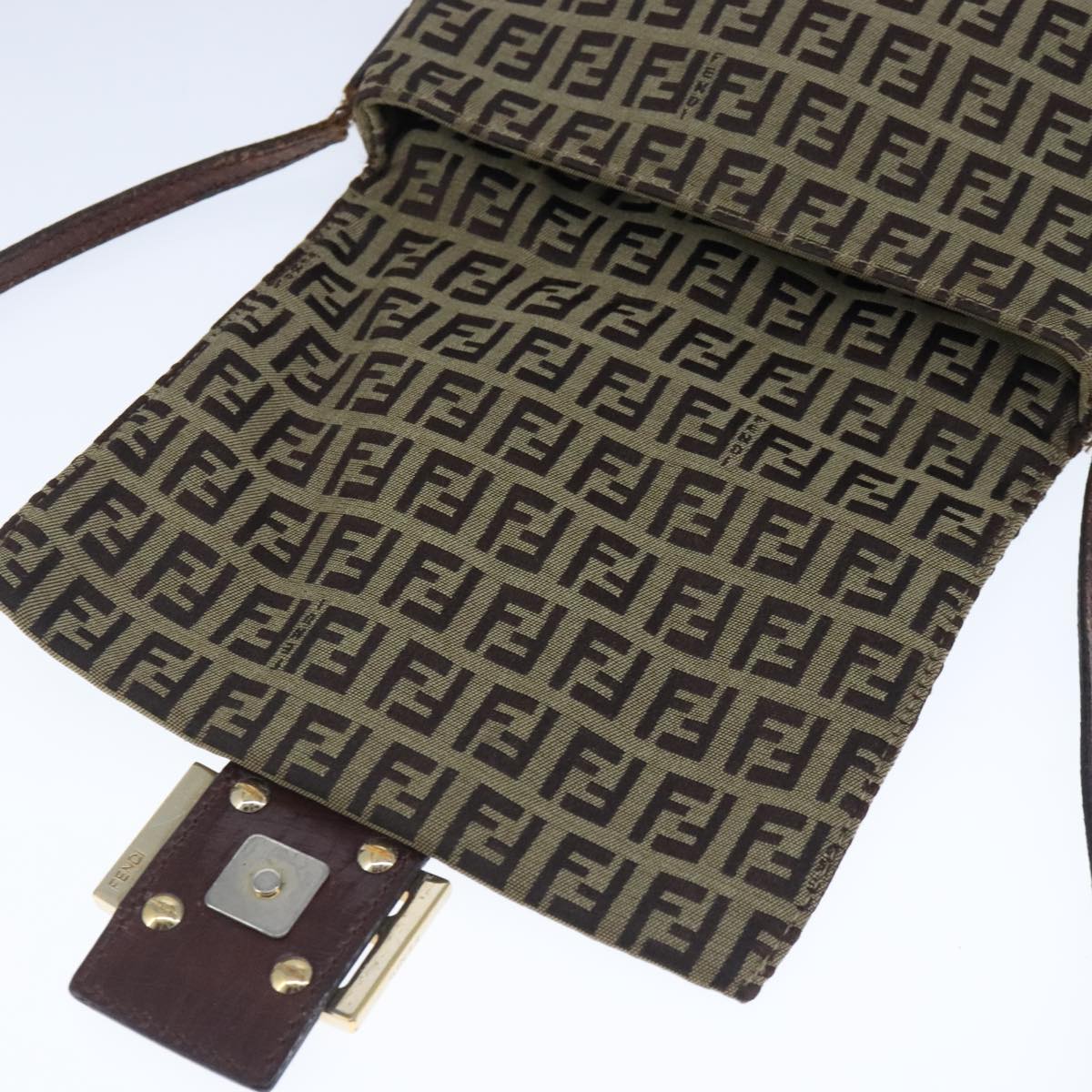 FENDI Zucchino Canvas Mamma Shoulder Bag Beige 102445
