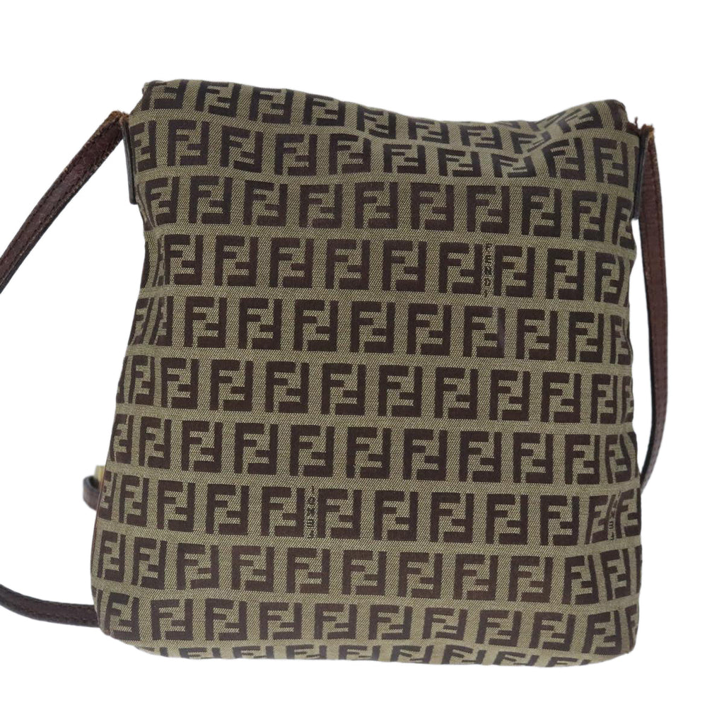 FENDI Zucchino Canvas Mamma Shoulder Bag Beige 102445