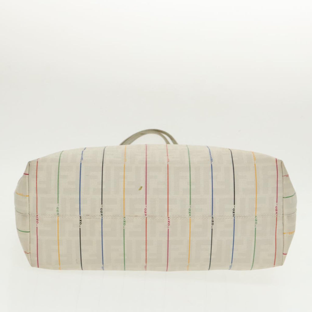 FENDI Zucca Canvas Tote Bag White Multicolor 102446