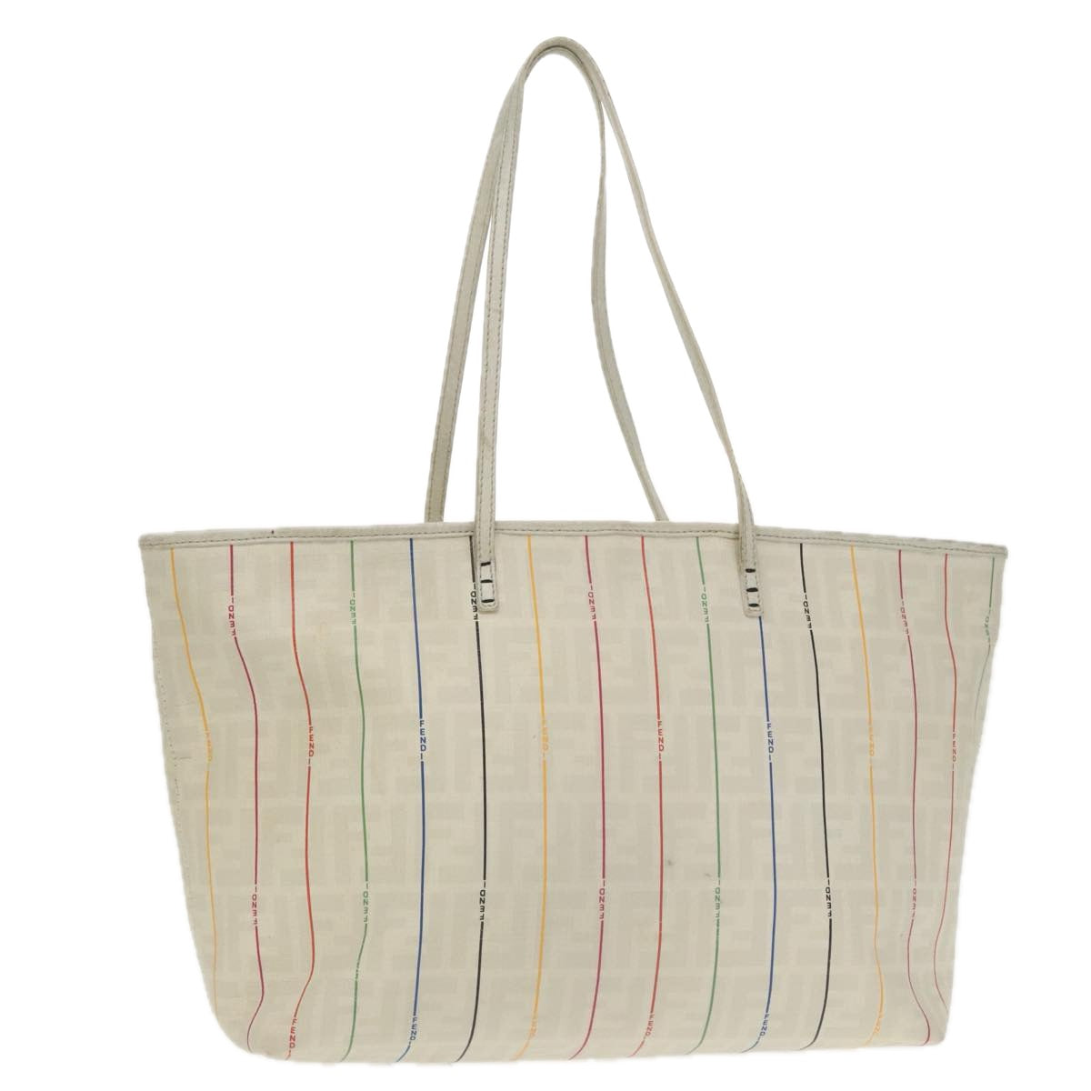 FENDI Zucca Canvas Tote Bag White Multicolor 102446