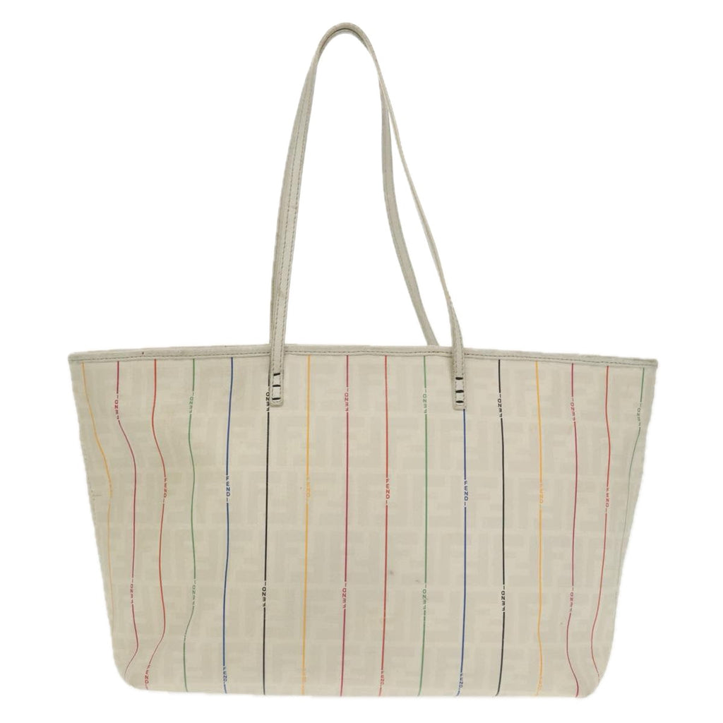 FENDI Zucca Canvas Tote Bag White Multicolor 102446