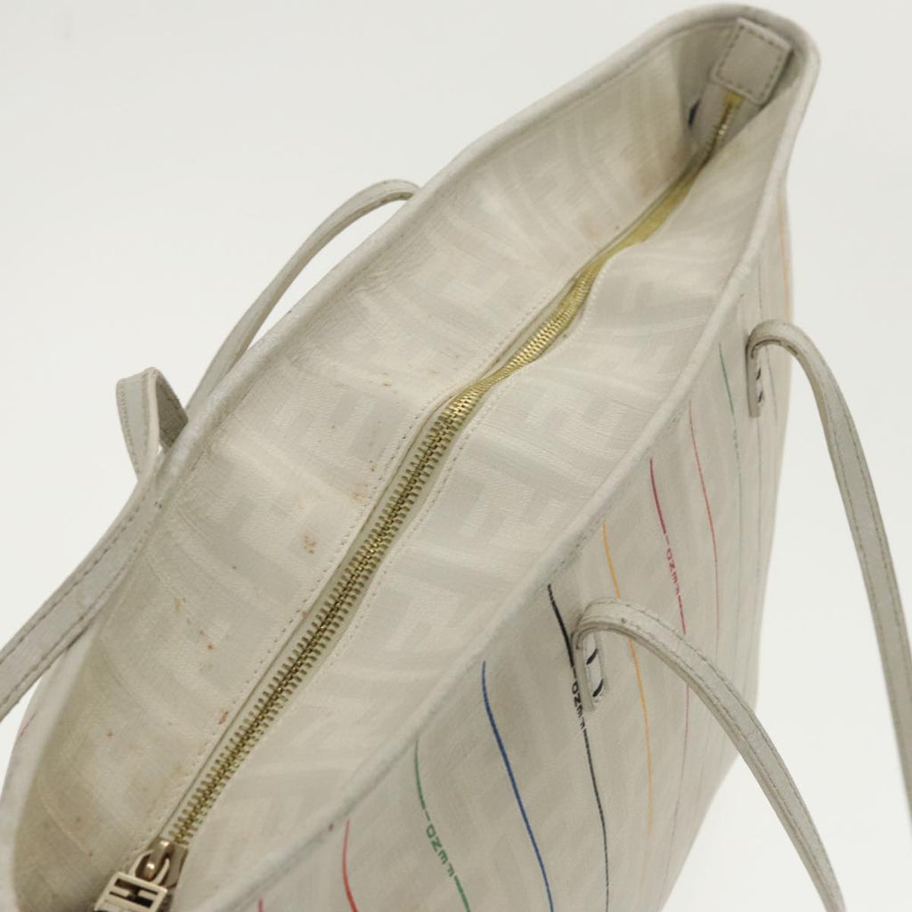 FENDI Zucca Canvas Tote Bag White Multicolor 102446