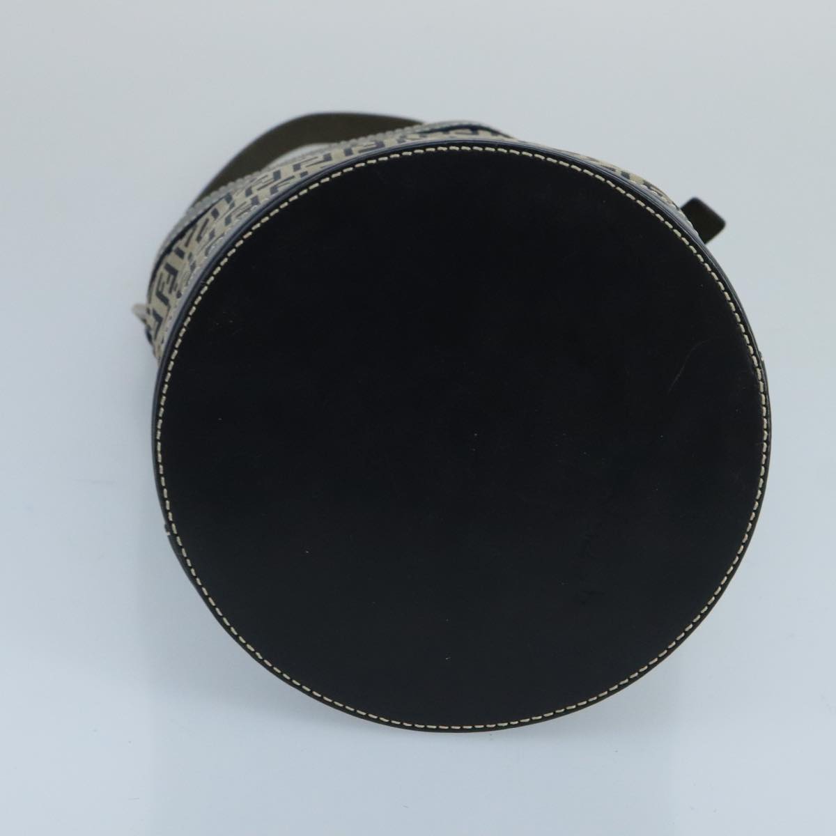 FENDI Zucchino Canvas Shoulder Bag Navy Silver 102520