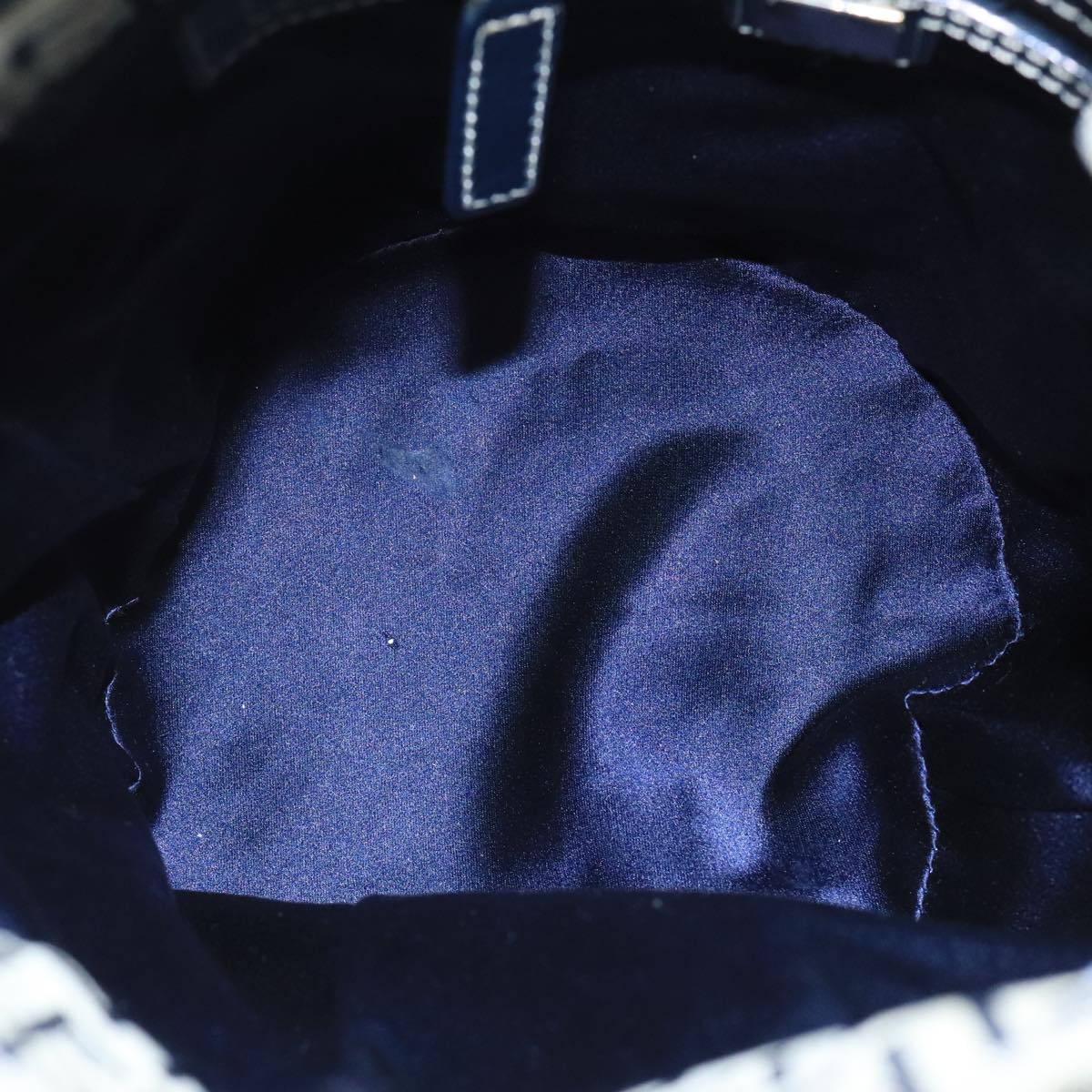 FENDI Zucchino Canvas Shoulder Bag Navy Silver 102520