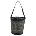 FENDI Zucchino Canvas Shoulder Bag Navy Silver 102520