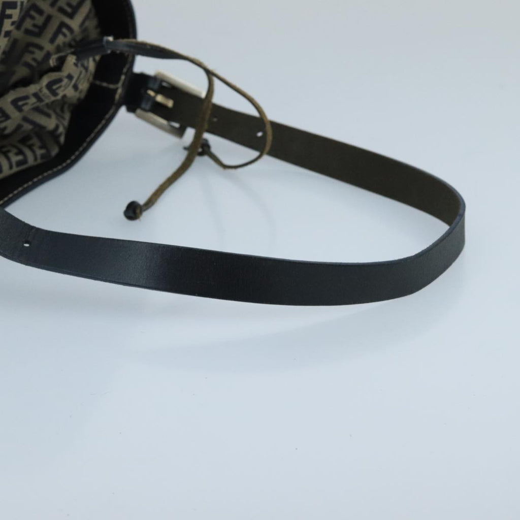 FENDI Zucchino Canvas Shoulder Bag Navy Silver 102520