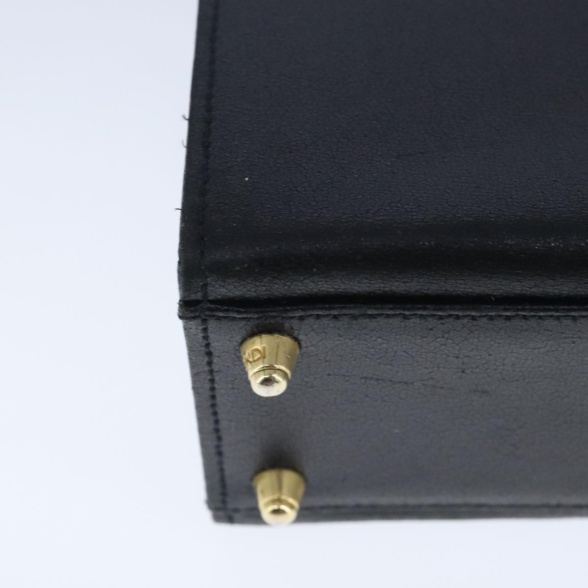 FENDI Hand Bag Leather 2way Black Gold 102531