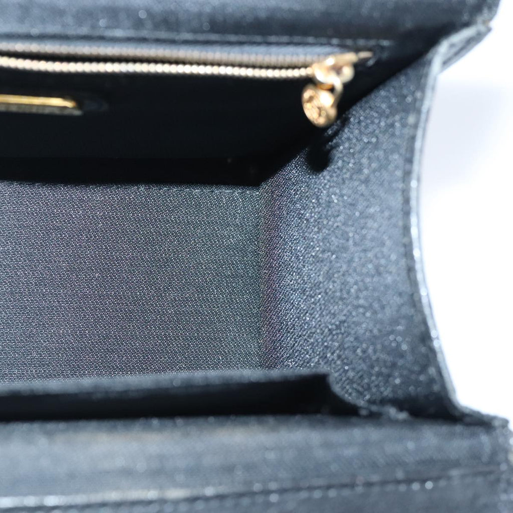 FENDI Hand Bag Leather 2way Black Gold 102531