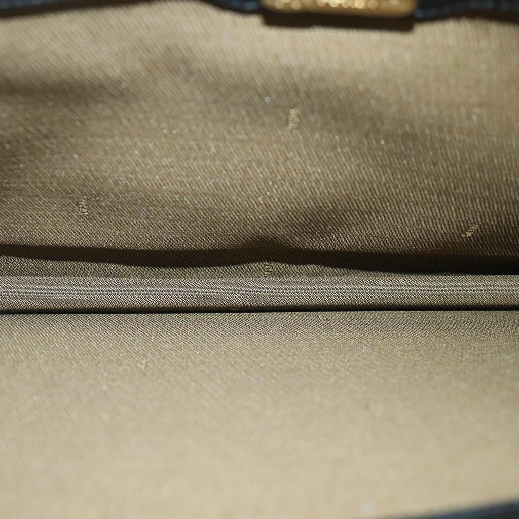 FENDI Hand Bag Leather Black Gold 102605