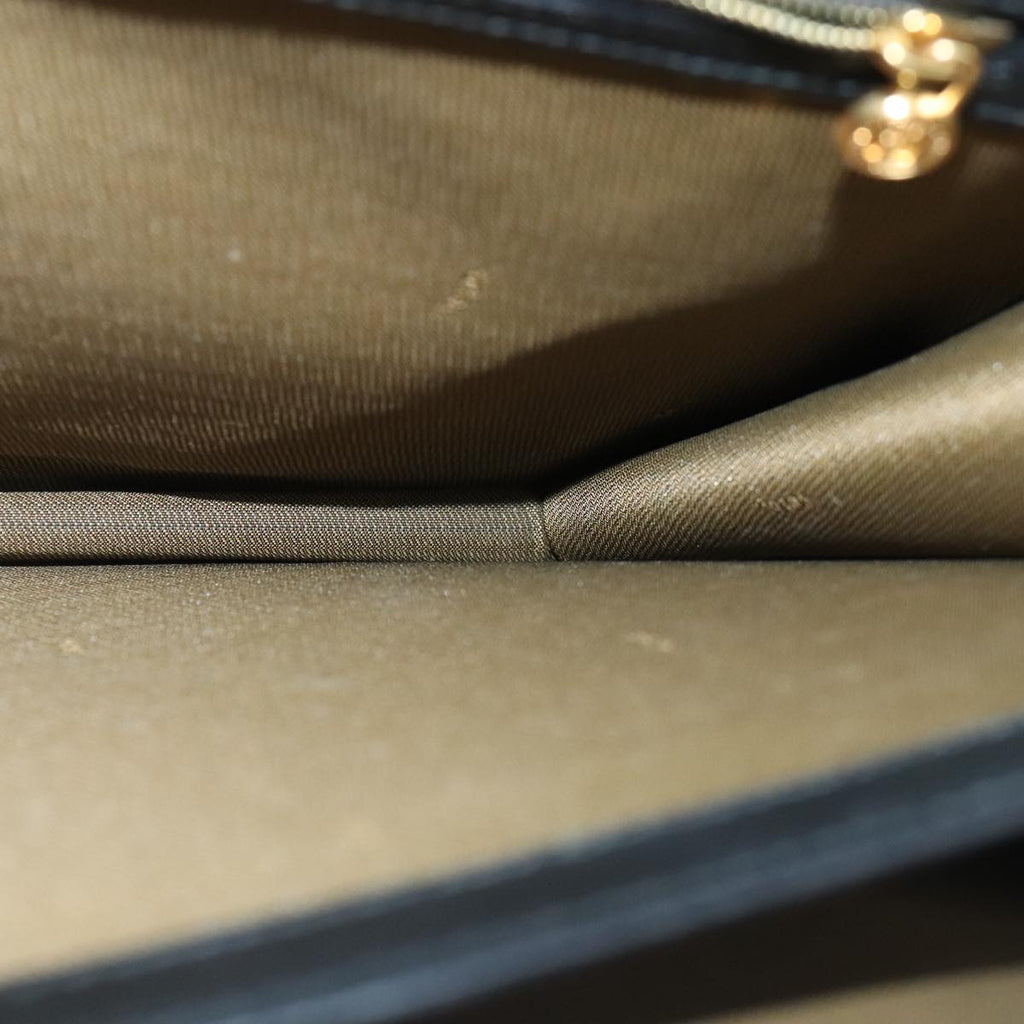 FENDI Hand Bag Leather Black Gold 102605
