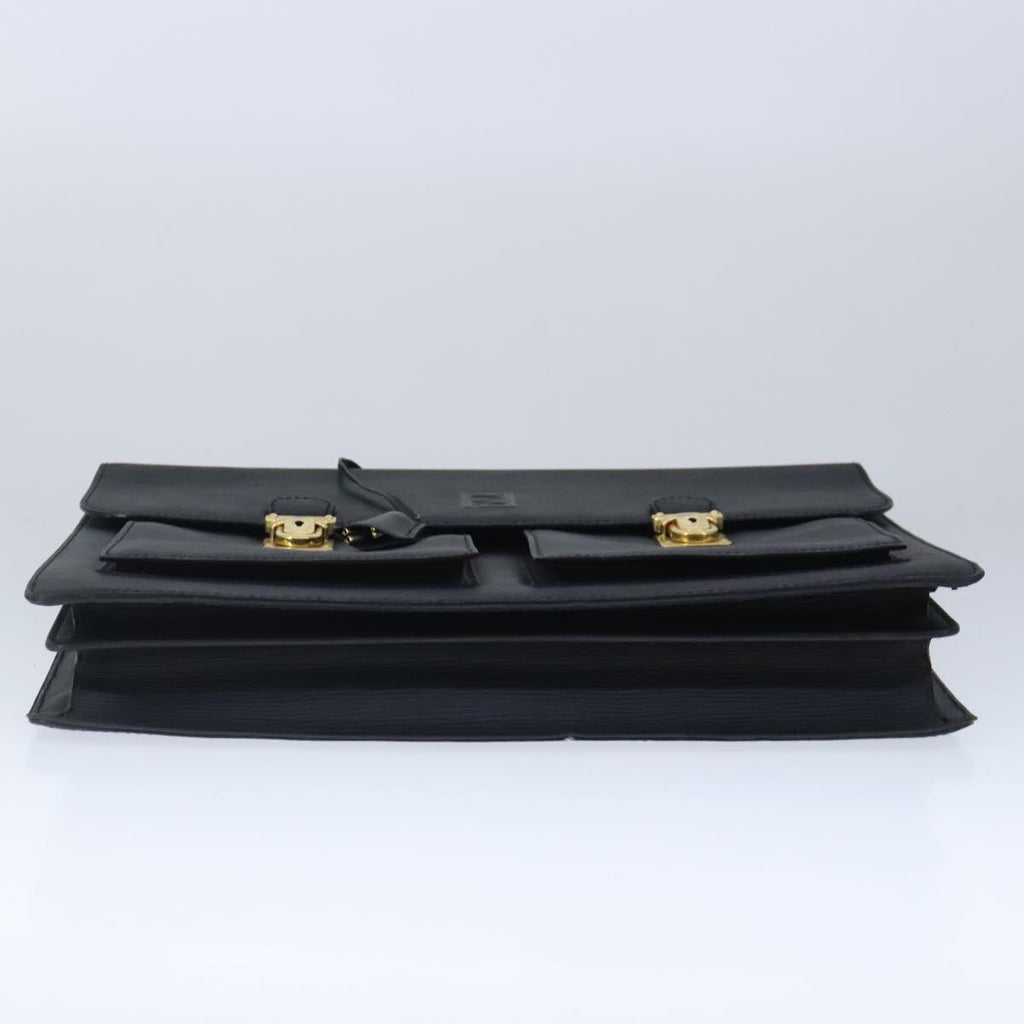 FENDI Hand Bag Leather Black Gold 102605