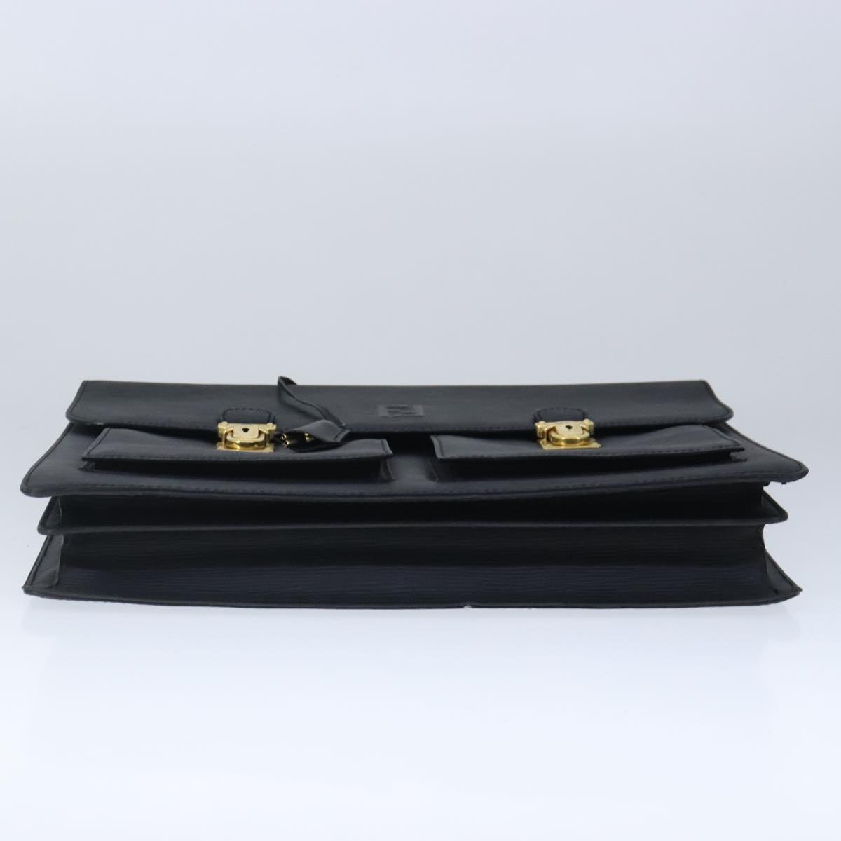 FENDI Hand Bag Leather Black Gold 102605