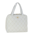 CHANEL Matelasse Wild Stitch Hand Bag Leather White Gold CC 102622