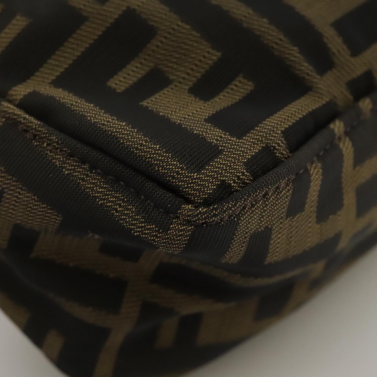 FENDI Zucca Canvas Hand Bag Brown Black 102655