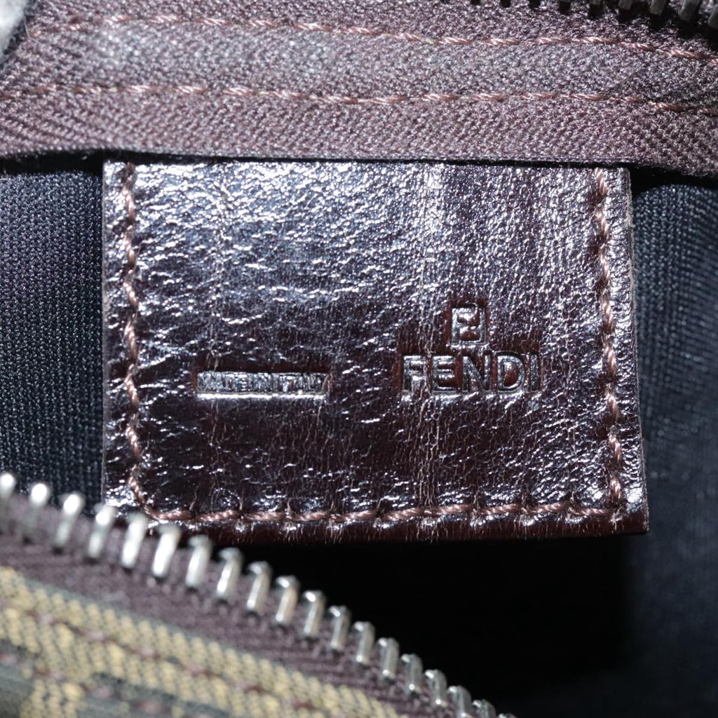 FENDI Zucca Canvas Hand Bag Brown Black 102655
