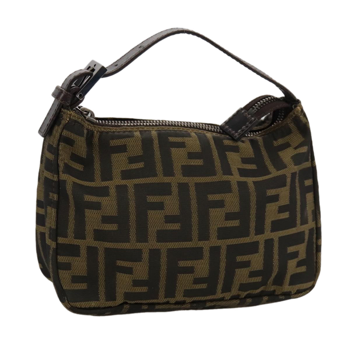 FENDI Zucca Canvas Hand Bag Brown Black 102655